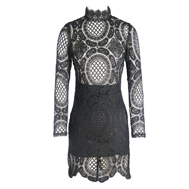 High Collar Boho Lace Party Dress Kim Kardashian Style High Collar Boho Lace Party Dress Kim Kardashian Style