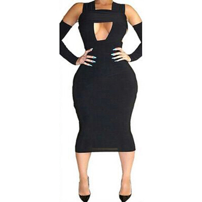 Knee Length Bandage Dress Night Clubwear -  - 1