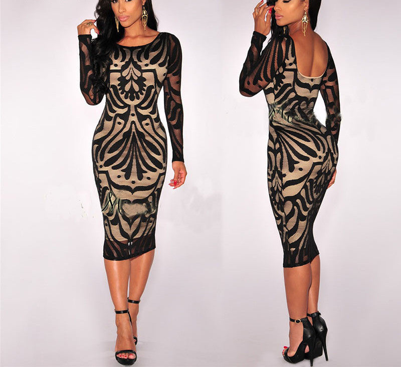Embroidery Lace Party Full Lined Tight Dress - CELEBRITYSTYLEFASHION.COM.AU