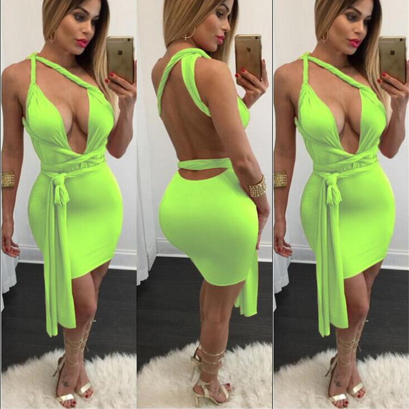 Cross Deep V-neck Backless Sleeveless Dress - CELEBRITYSTYLEFASHION.COM.AU - 5