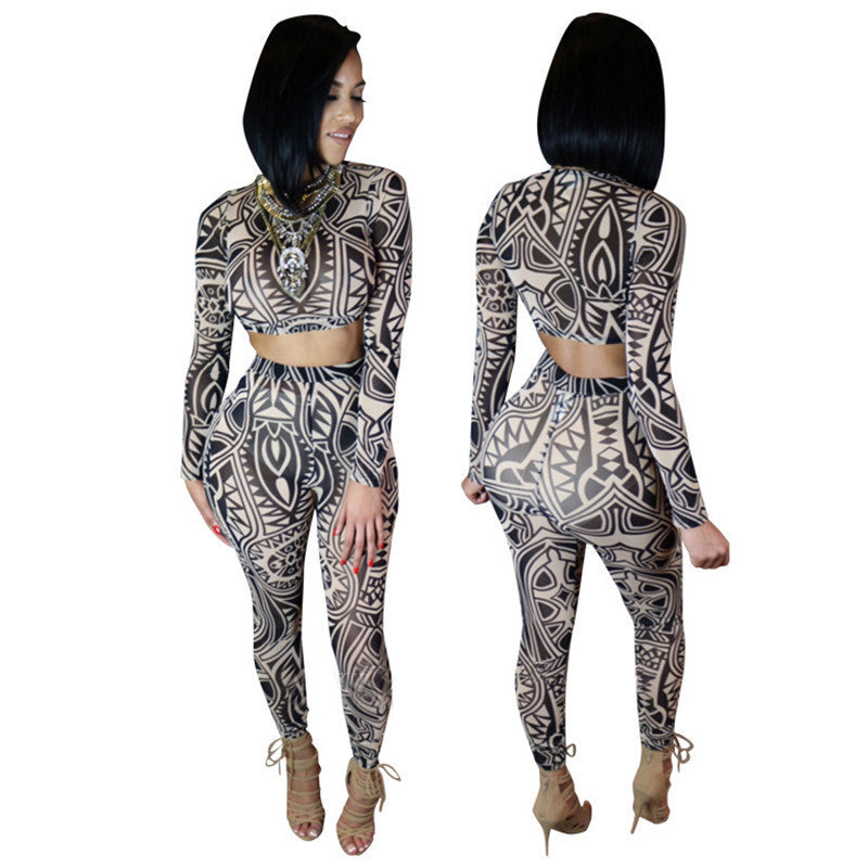 Two Pieces Outfit Celebrity Bodysuit Long Sleeve High Waisted Pant - CELEBRITYSTYLEFASHION.COM.AU