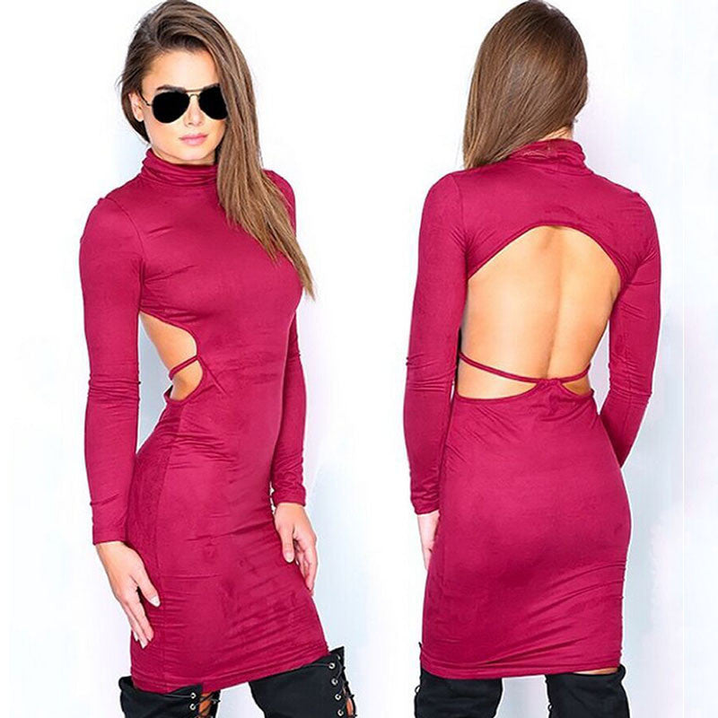 Stretch Backless Bandage Faux Suede Elegant Party Dress Kylie Jenner Style - CELEBRITYSTYLEFASHION.COM.AU - 3