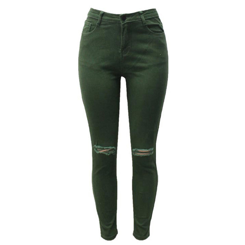 7 Colors High Waisted Cut Out Butt Lifting Destroyed Washed Elastic Slim Sculpt Pencil Jeans - CELEBRITYSTYLEFASHION.COM.AU - 4