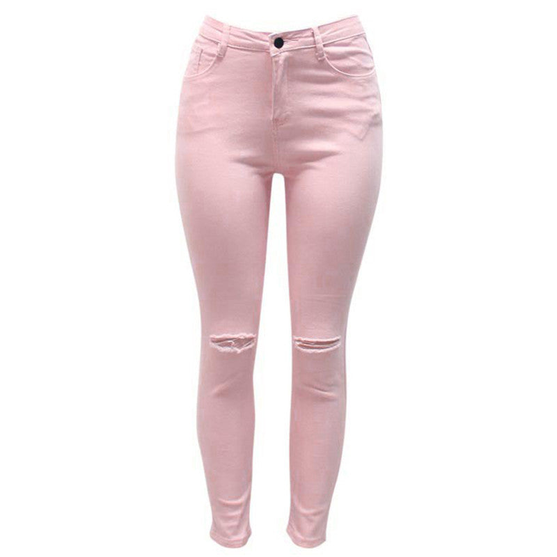 7 Colors High Waisted Cut Out Butt Lifting Destroyed Washed Elastic Slim Sculpt Pencil Jeans - CELEBRITYSTYLEFASHION.COM.AU - 6