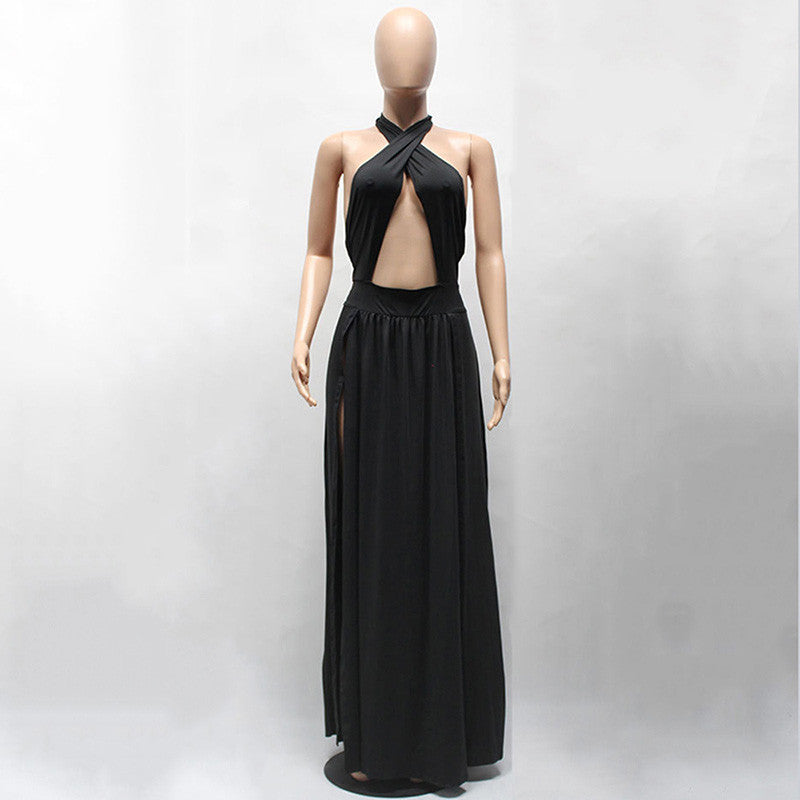 Long Maxi Dress Halter Sleeveless Split Bandage Party Dress - CELEBRITYSTYLEFASHION.COM.AU - 2