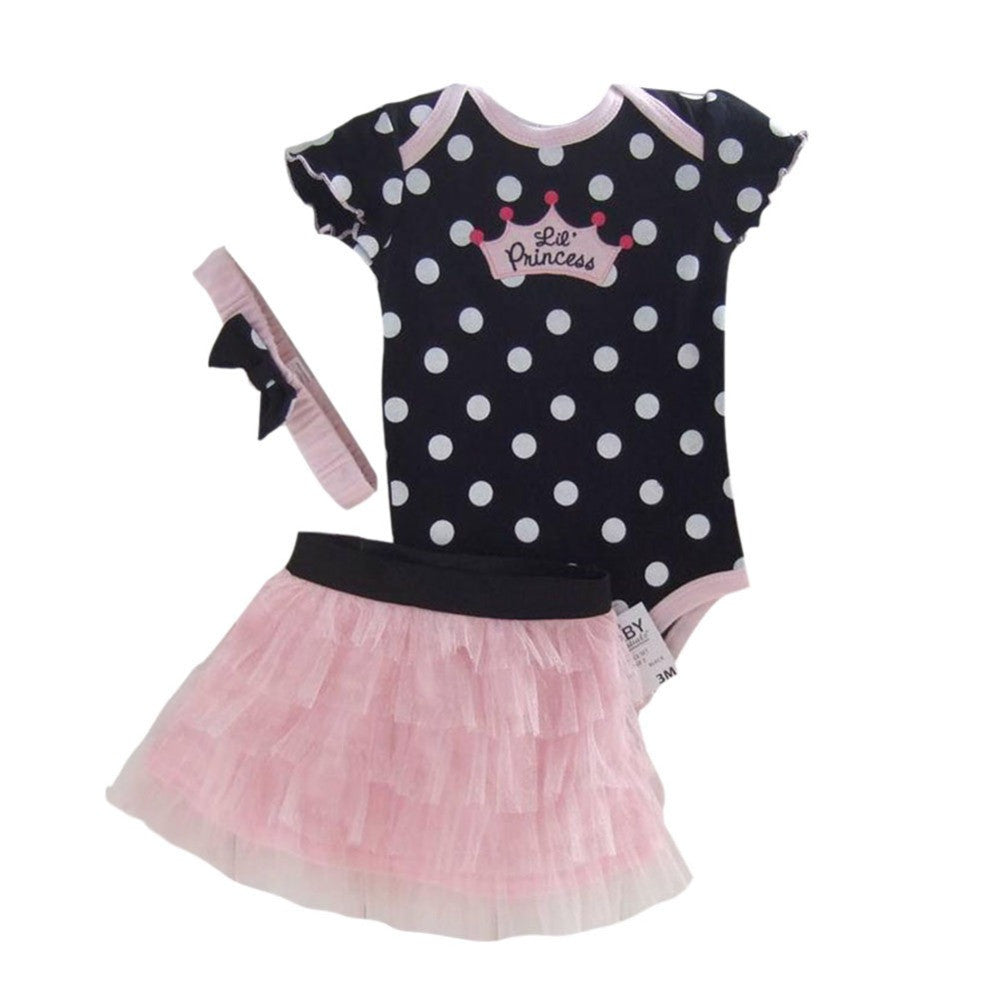 Baby Clothing Set Baby Girl Clothes 3 pcs Sets Romper +Tutu Skirt + Headband 3pcs Sets Polka-dot Princess Tutu Dress - CelebritystyleFashion.com.au online clothing shop australia