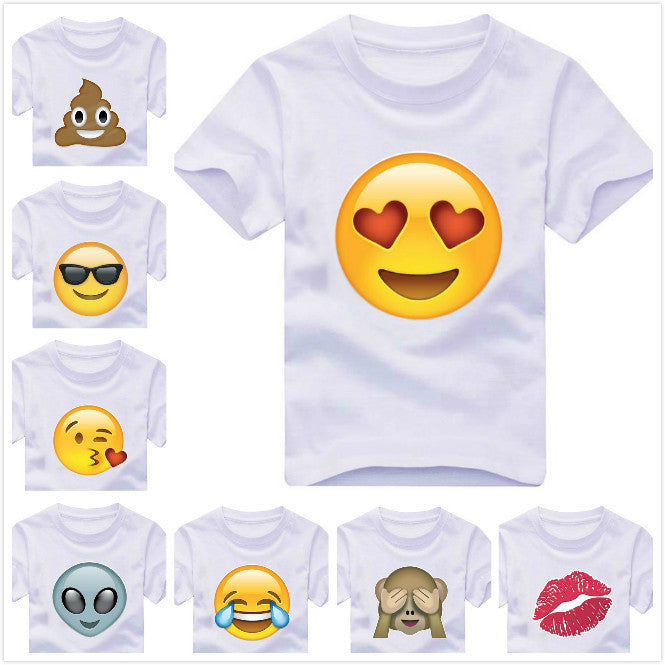 Emoji monkey alien smile lip Print Kids t shirt Boy Girl shirt Casual Children Toddler Clothes Funny Top Tees White Gift ZT-6 - CelebritystyleFashion.com.au online clothing shop australia
