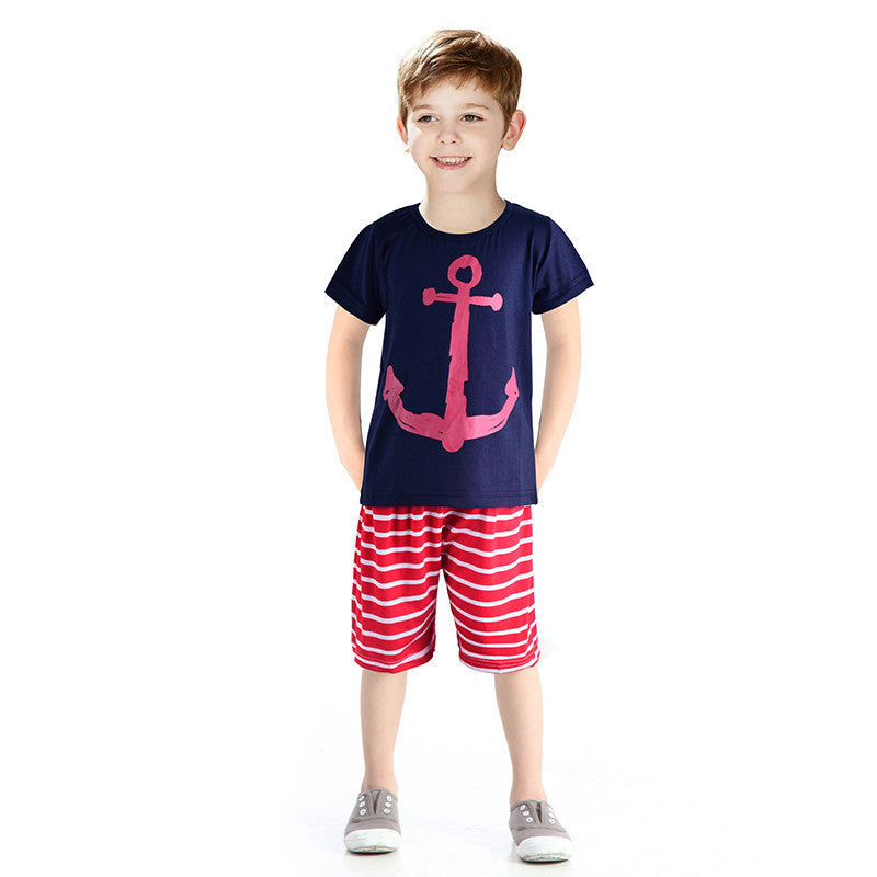 Summer Boys Clothes Sets Kids Clothes Short-Sleeve Cartoon T-Shirt + Striped Pant Boys Clothing Set CF101 - CelebritystyleFashion.com.au online clothing shop australia