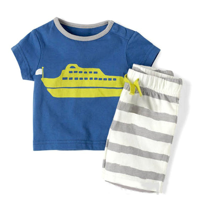 Baby Boy Toddler Short Sleeve T-Shirt Striped Pants Clothes Outfits Sets New Arrival - CelebritystyleFashion.com.au online clothing shop australia
