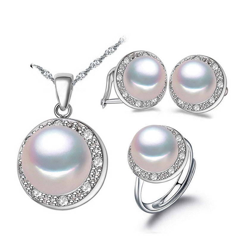 natural pearl jewelry set for women fashion 925 sterling silver pendant & earrings , pearl jewelry , new - CelebritystyleFashion.com.au online clothing shop australia