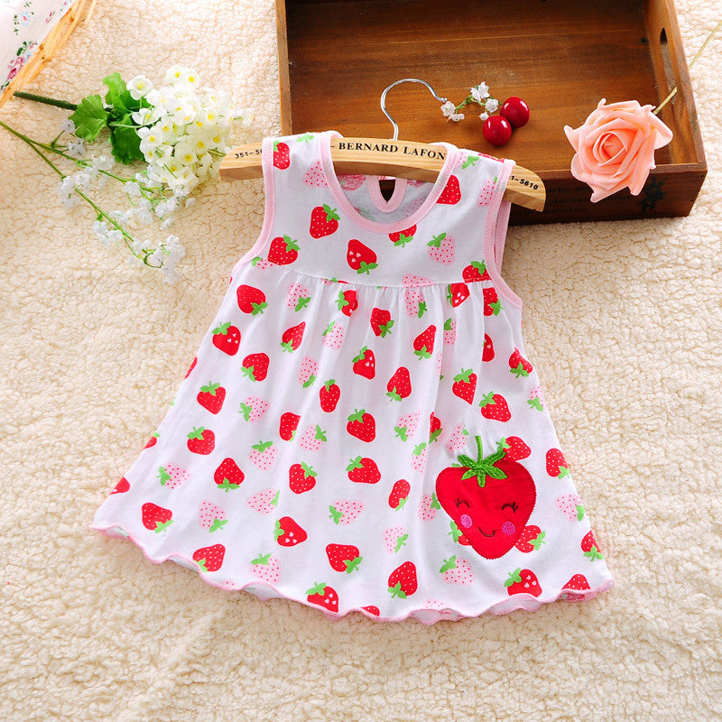new Cute Baby Girl Dress Cotton Dot Striped Slip Dress pear flower Children Kids Clothing 0-18M dress - CelebritystyleFashion.com.au online clothing shop australia