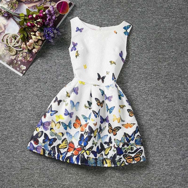 Girl Dress Summer Style Sleeveless Printed Kid Dresses Girls Clothes Party Princess Vestidos Nina 6 7 8 year birthday Dress - CelebritystyleFashion.com.au online clothing shop australia