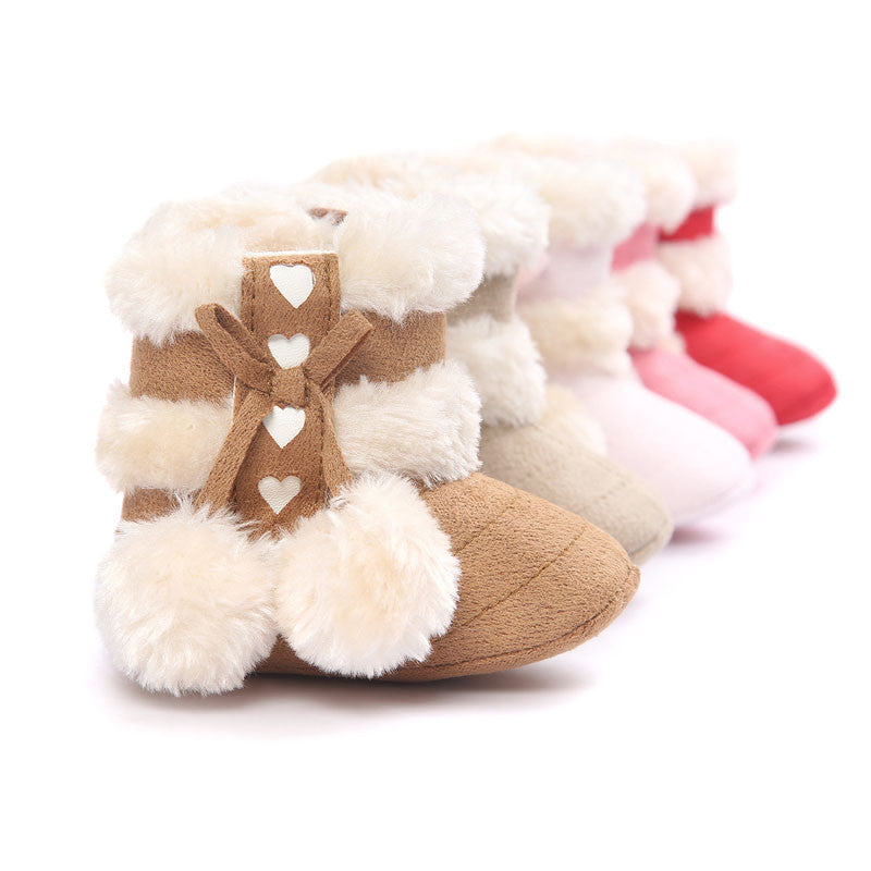 Cute Ball Winter Boots Fashion Soft Bottom Baby Moccasin Baby First Walkers Baby Warm Boots Non-slip Boots for Baby Girls - CelebritystyleFashion.com.au online clothing shop australia