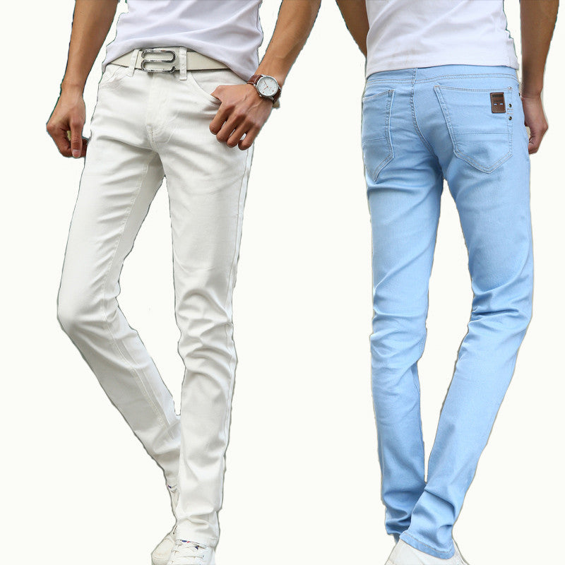 Men's Straight Elastic Waist Skinny Jeans Mid Waist Men's Slim Fit Jean Casual Pants 28-38 Size - CelebritystyleFashion.com.au online clothing shop australia