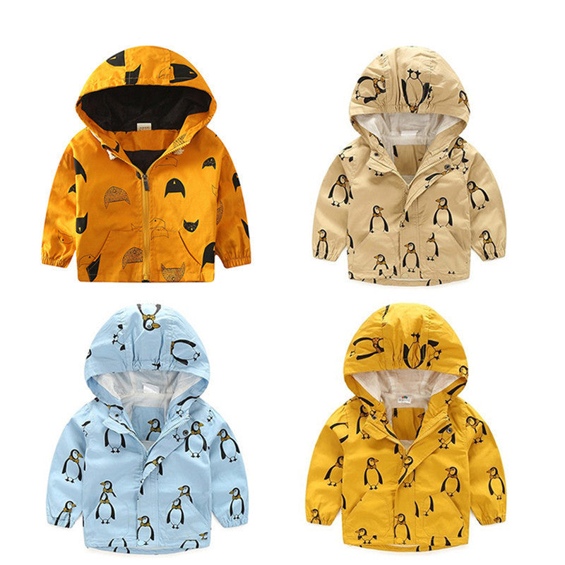 18M-6T Fashion Spring/Autumn Boys Hooded Jackets Cartoon Monster Print Outwear Good Quality Ginger Yellow Blouson Garcon CMB349 - CelebritystyleFashion.com.au online clothing shop australia