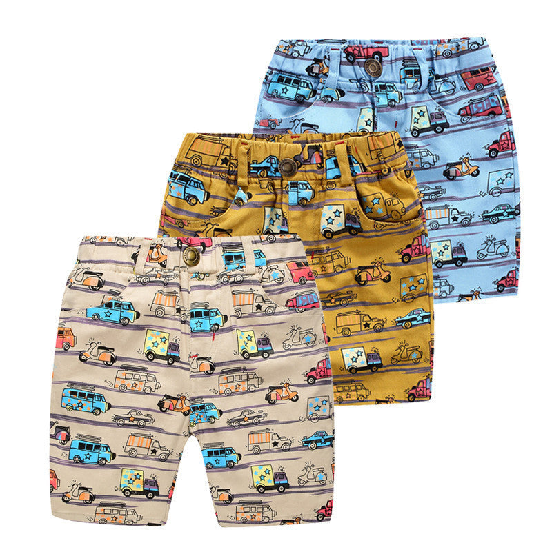 Casual Boys Print Shorts Kids Summer Clothes Cartoon Cars Elatisc Waist Pants For 2~7Y Boy Children Boys Beach Shorts CI030 - CelebritystyleFashion.com.au online clothing shop australia