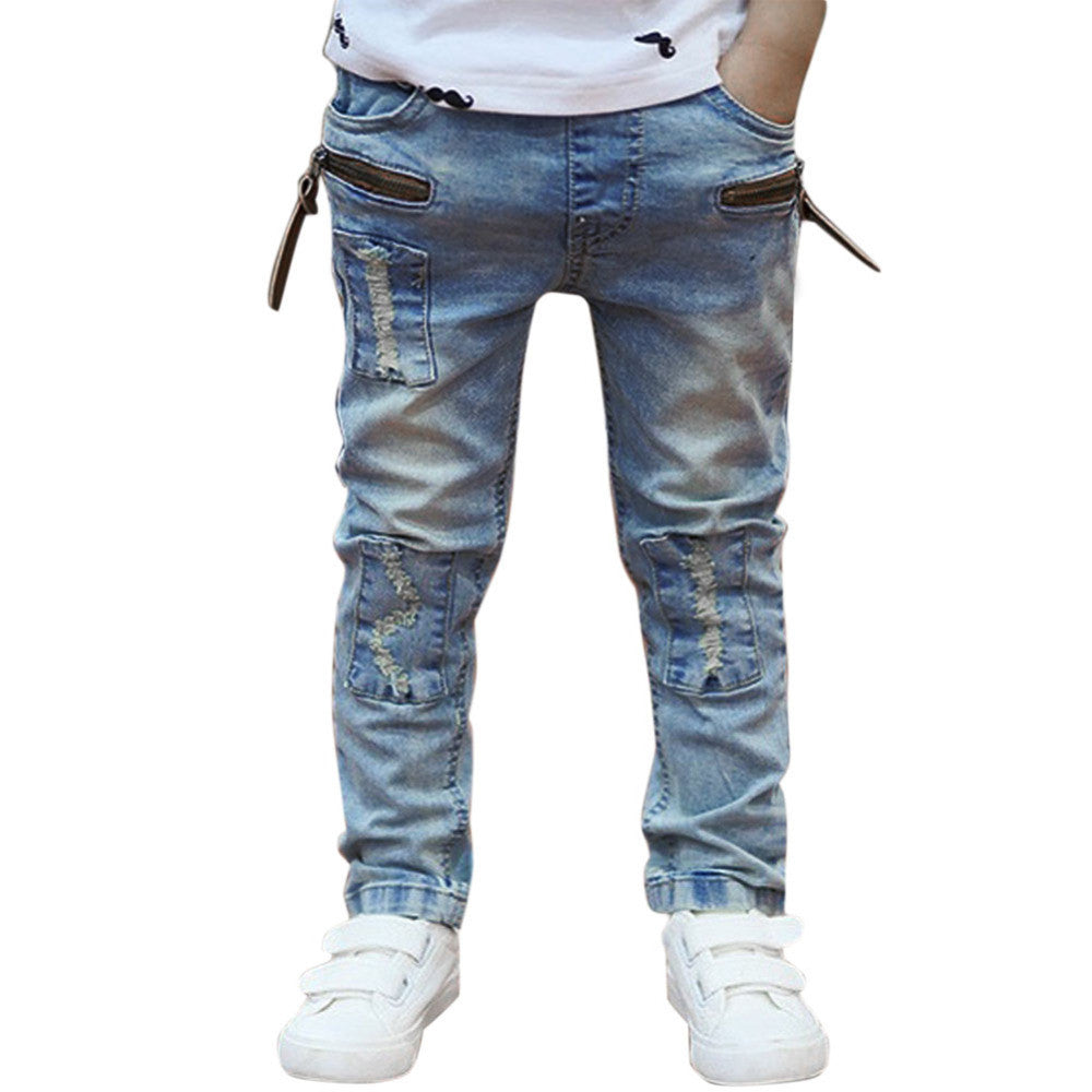 Solid Mid Jeans Kids Rushed Summer Light-colored Boys Jeans Children Trousers Korean Version Of The Spring - CelebritystyleFashion.com.au online clothing shop australia