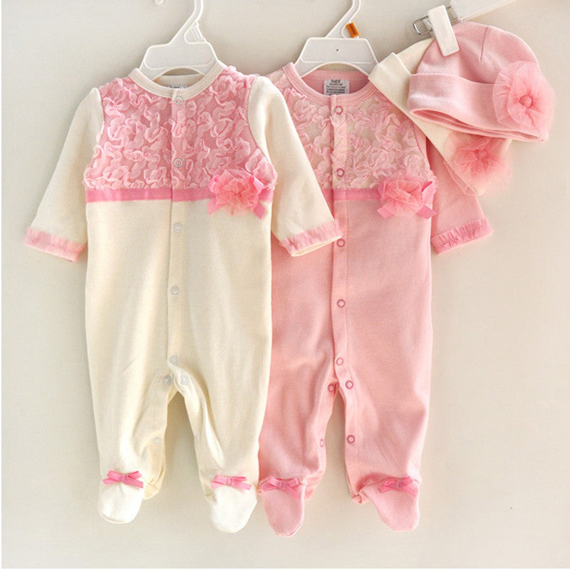 Princess Style Newborn Baby Girl Clothes Girls Lace Rompers+Hats Baby Clothing Sets Infant Jumpsuit Gifts - CelebritystyleFashion.com.au online clothing shop australia