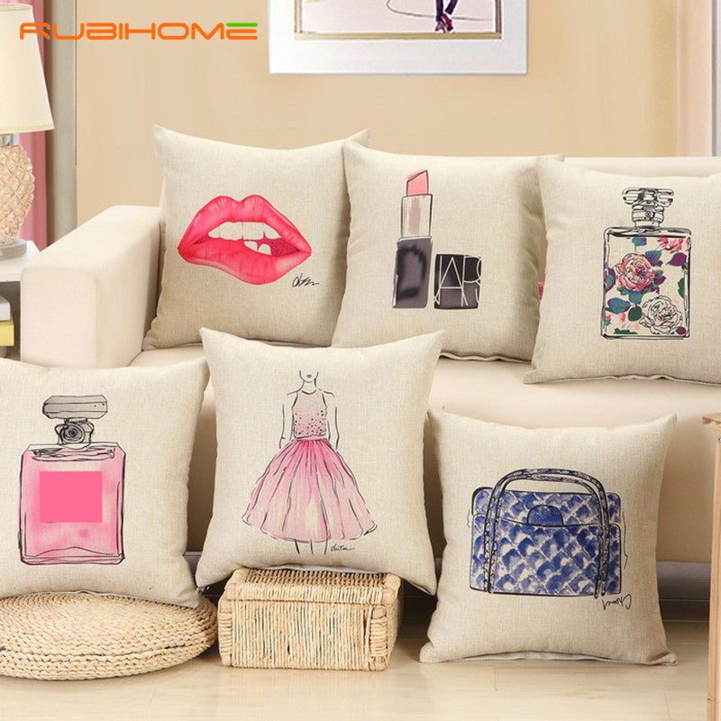 Fashion red lips cushion without inner lipstick perfume bottle home sofa decorative pillow car seat capa de almofada cojines