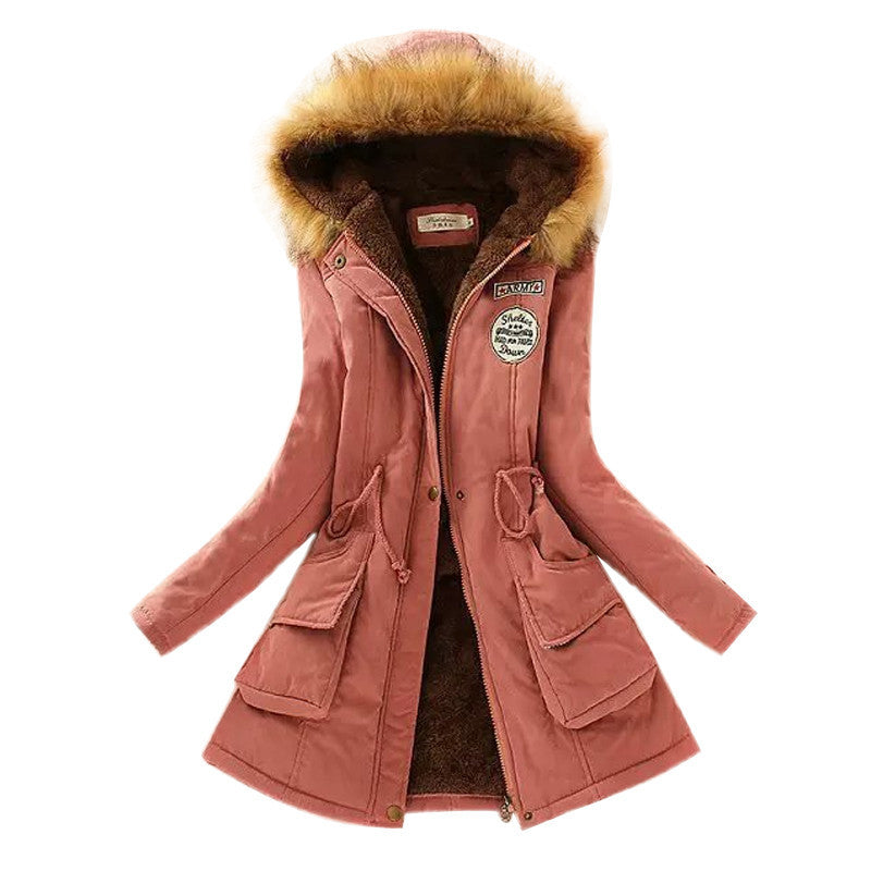 Women Jacket Warm Solid Hooded winter Coat fashion Slim Fur Collar Jackets outwear JT142 - CelebritystyleFashion.com.au online clothing shop australia