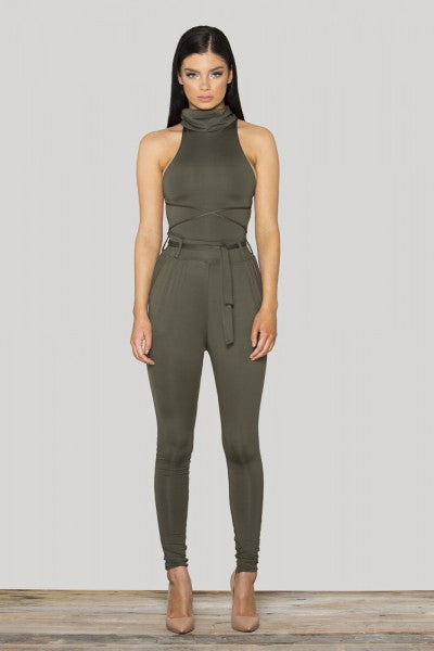 Jumpsuit Sleeveless Spaghetti Strap Deep V Neck Bodycon Playsuit - CelebritystyleFashion.com.au online clothing shop australia