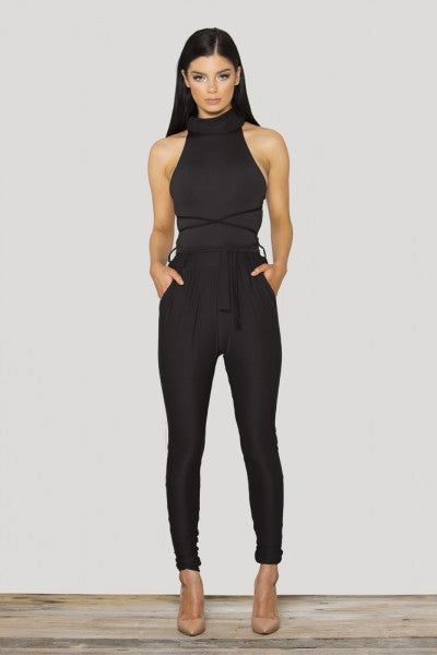 Jumpsuit Sleeveless Spaghetti Strap Deep V Neck Bodycon Playsuit - CelebritystyleFashion.com.au online clothing shop australia