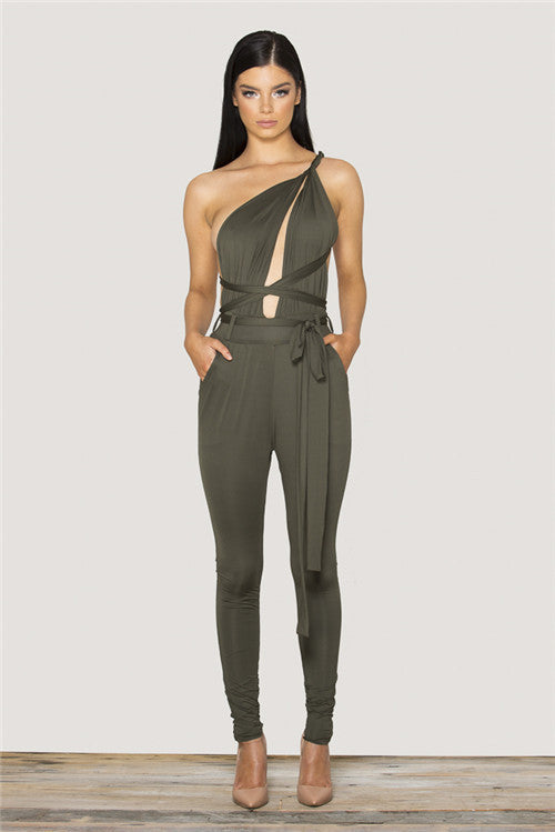 Jumpsuit Sleeveless Spaghetti Strap Deep V Neck Bodycon Playsuit - CelebritystyleFashion.com.au online clothing shop australia