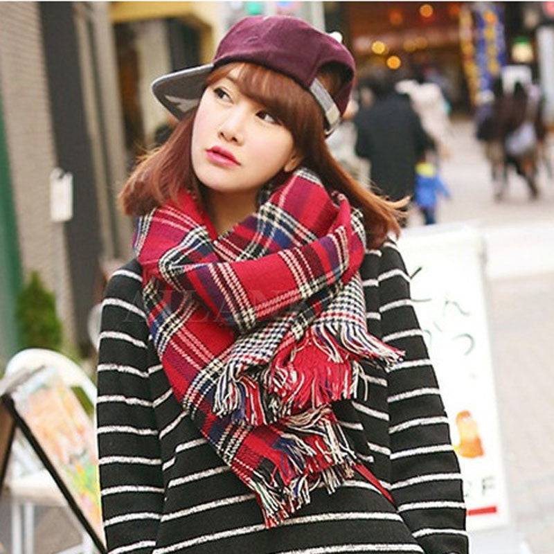 Ladies Scarf Fashion Houndstooth Winter Warm Plaid Double Side Thick Long Shawl Echarpe Pashmina Cape Women Scarves 1WJ3110 - CelebritystyleFashion.com.au online clothing shop australia