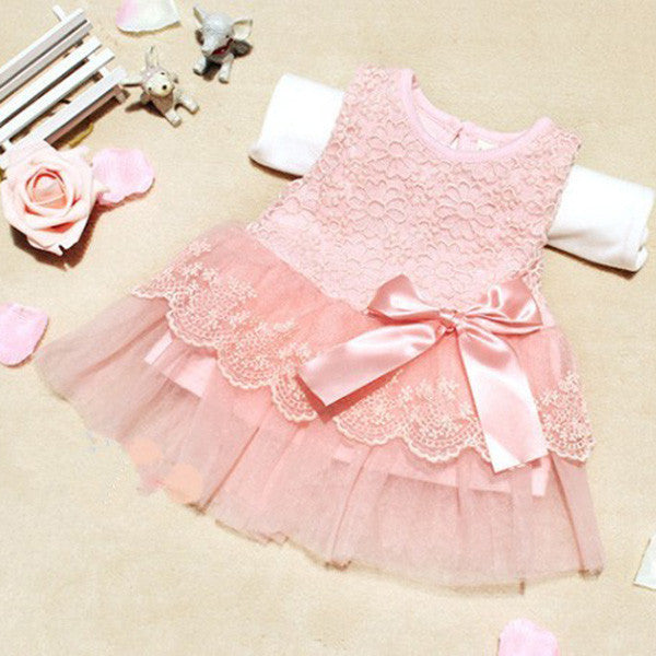 Fashion Baby Girls Sleeveless Lace Crochet Princess Dress Party Dresses - CelebritystyleFashion.com.au online clothing shop australia