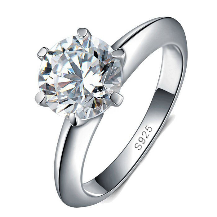 100% Solid Silver Ring Set 1 Carat Sona CZ Diamond Engagement Ring Real 925 Sterling Silver Rings For Women JZR121 - CelebritystyleFashion.com.au online clothing shop australia