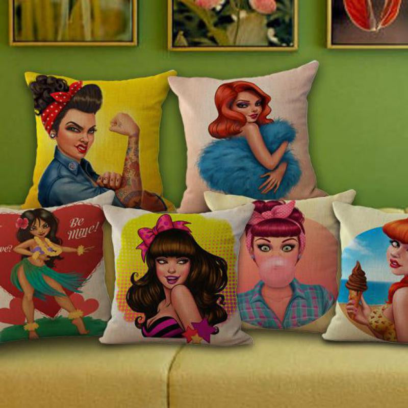 American Cartoon Fashion Girl Pillow For Sofa / Car Cushion Home Decorate Pillows Cushions