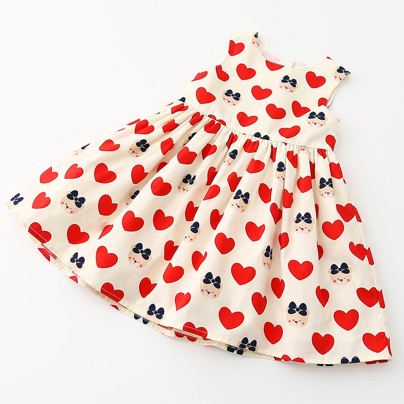 New Summer Style Girl Dress Sleeveless Princess Heart Print Kids Dresses For Girls Baby - CelebritystyleFashion.com.au online clothing shop australia