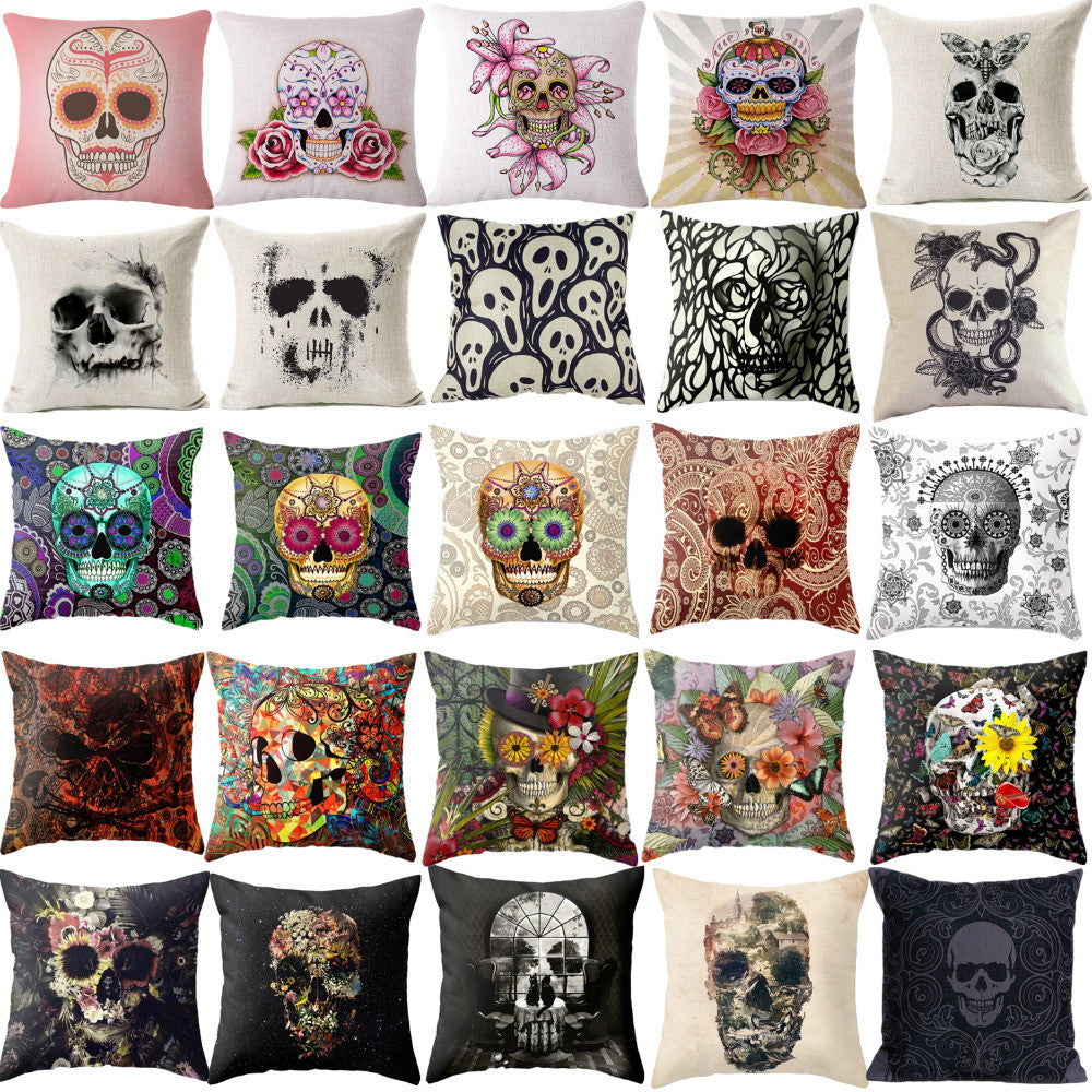 Pillowcase Punk Bohemia Paisley Skull Cushion Cover Cotton Linen Size 40*40 Printed Throw Pillows Decorative Cojines