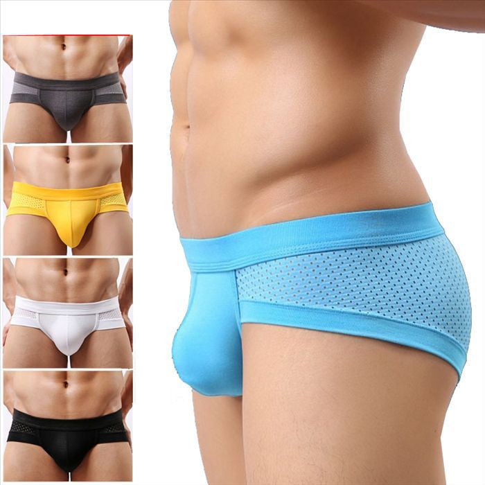 Mens Underwears Mesh Briefs Breathable Underpants Modal Soft Cotton Solid Low Waist 5-Colors Size L-XXL High Quality - CelebritystyleFashion.com.au online clothing shop australia