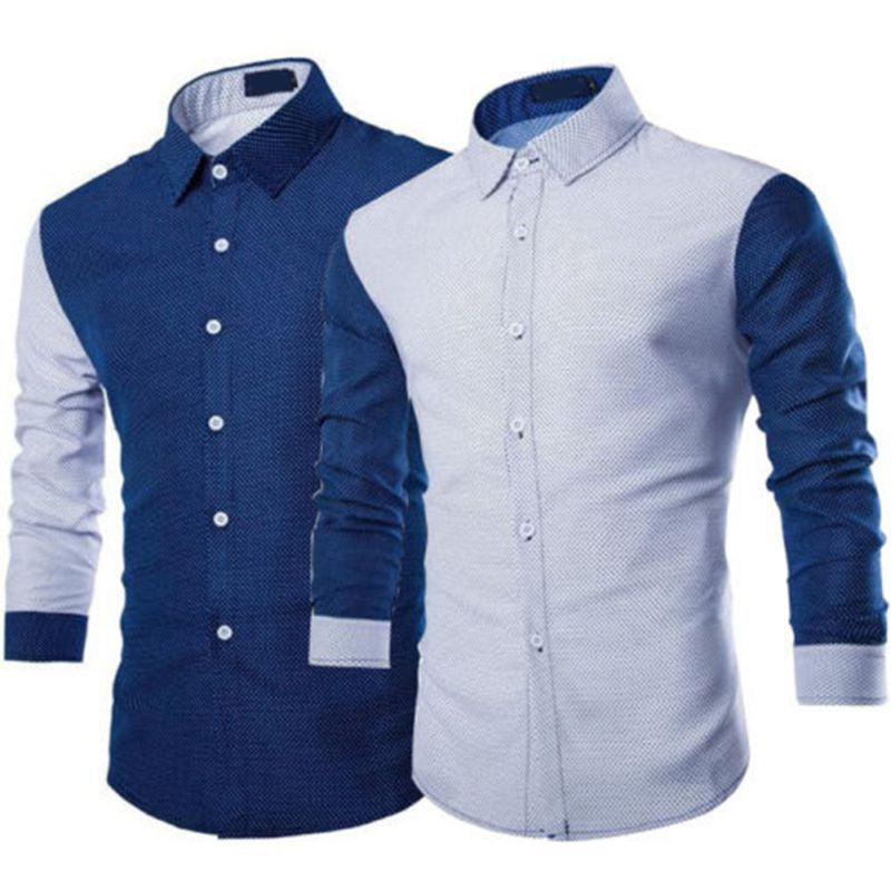 Men Long Sleeve Dots Shirt Color Match Business Slim Fit Shirts Tops M-XXL - CelebritystyleFashion.com.au online clothing shop australia