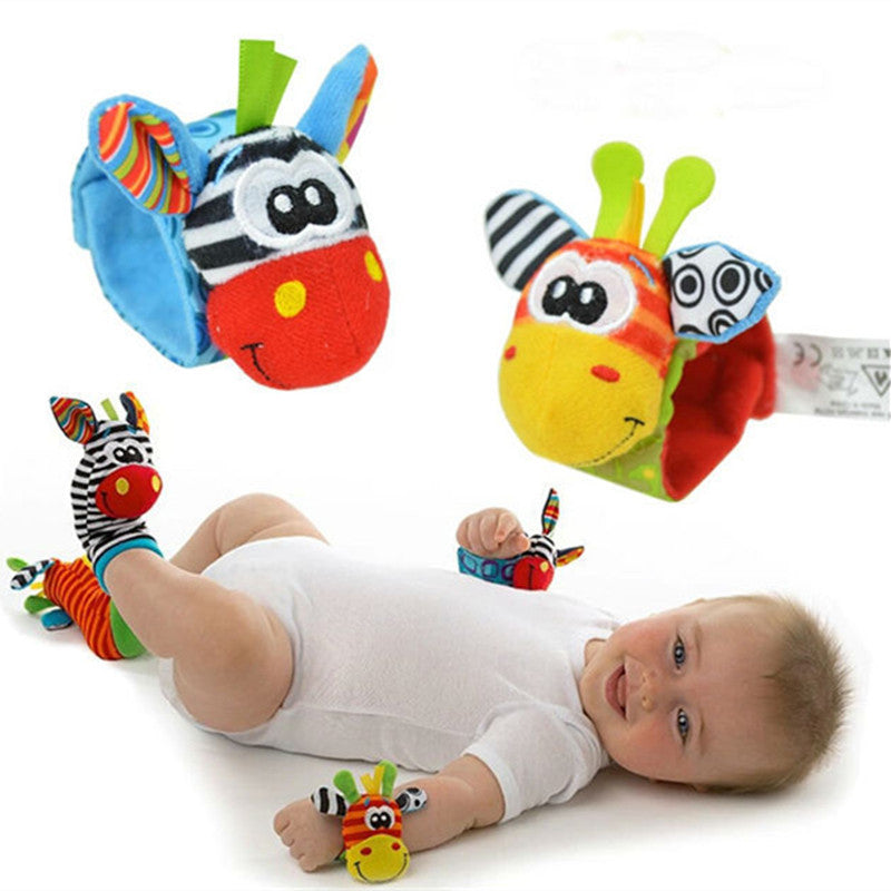 4Pcs(2Pcs Socks+2Pcs Wrists) New Infant Baby Kids Sock And Wrist Rattles Cute Intellectual Developmental Toys Animal - CelebritystyleFashion.com.au online clothing shop australia