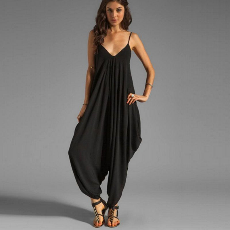 Women V Neck Loose Baggy Fit Summer/Beach/Party Jumpsuit Romper Harem Suit - CelebritystyleFashion.com.au online clothing shop australia