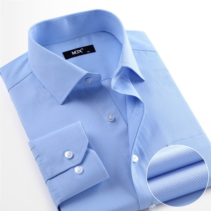 Striped no iron male shirt patchwork mens dress shirts long sleeve slim fit men clothing blue dress shirt size S-4XL - CelebritystyleFashion.com.au online clothing shop australia