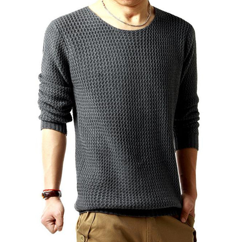 Men Fall Winter thickened water ripples round neck sweater men hedging long-sleeved sweaters - CelebritystyleFashion.com.au online clothing shop australia