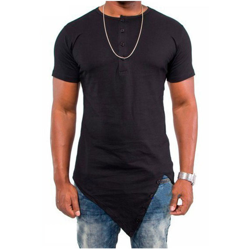 Summer Fashion Hip Hop T Shirt Irregular Design Swag Cotton O-Neck Tshirt Homme Skateboard Tyga Tops Tees Black White - CelebritystyleFashion.com.au online clothing shop australia