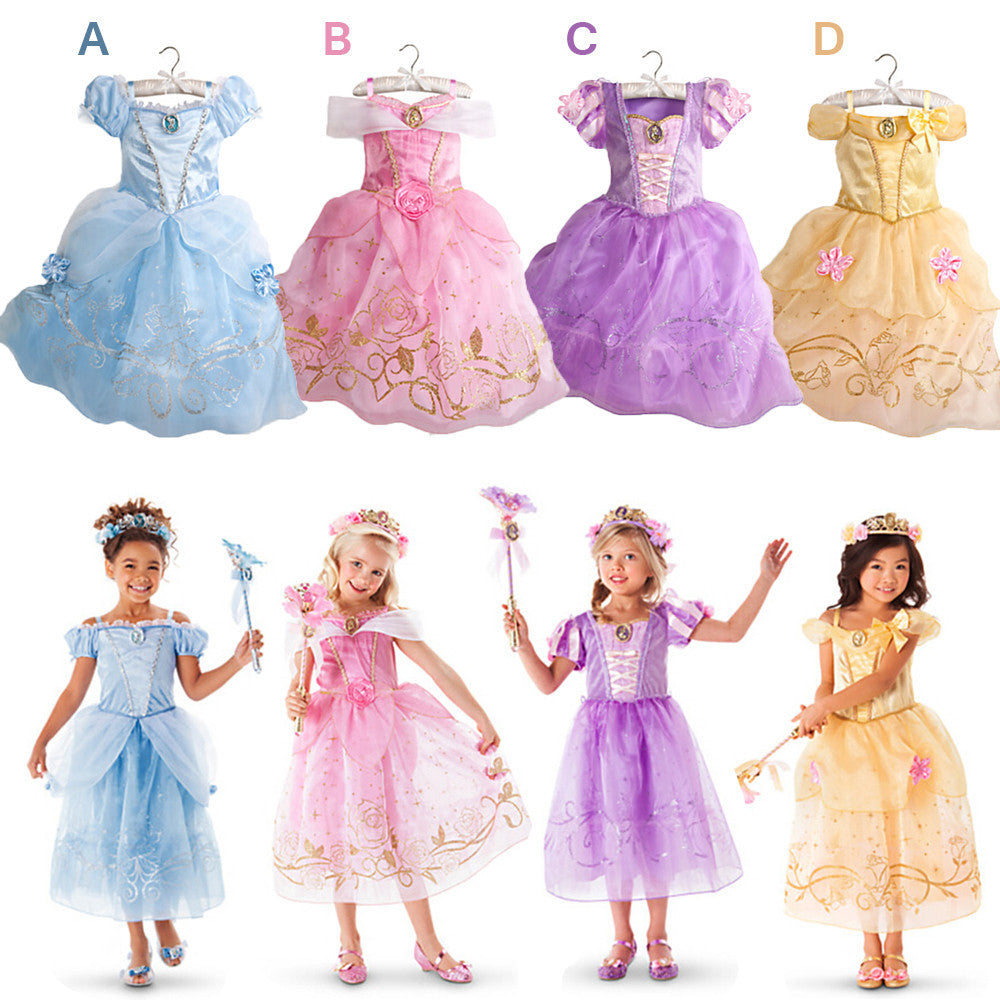 New Girls Party Dresses Kids Summer Princess Dresses for Girls Cinderella Rapunzel Aurora Belle Cosplay Costume Wedding Dresses - CelebritystyleFashion.com.au online clothing shop australia