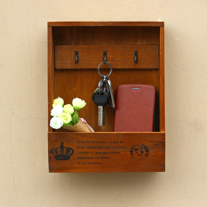 Handmade Boxes Cargo Organizer Storage Box Simple Small Key Hanging Storage Case Phone Box Wood Shelf Wood Rack