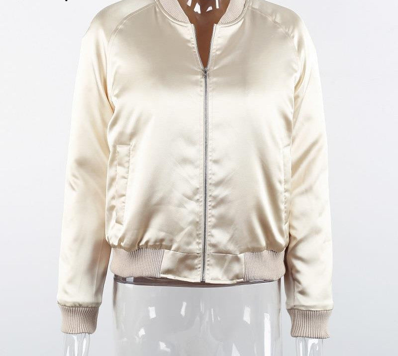 Satin Cotton Bomber Pilot Jacket Coat - CELEBRITYSTYLEFASHION.COM.AU - 7