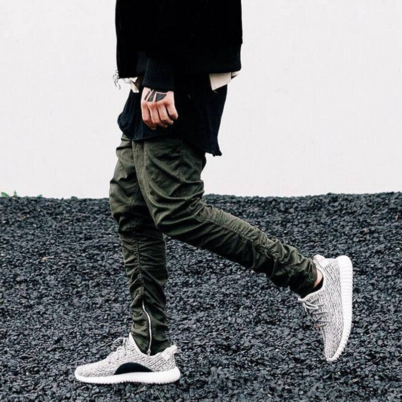 Mens Pants Side Zipper Men Slim Fear Of God Boost Casual Kanye West Trousers Elastic Harem Pant - CelebritystyleFashion.com.au online clothing shop australia