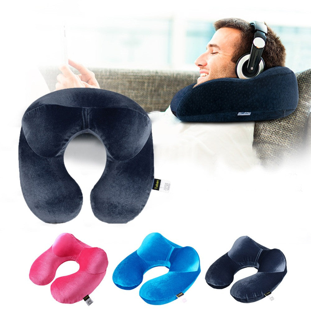 U-Shape Travel Pillow for Airplane Inflatable Neck Pillow Travel Accessories Comfortable Pillows for Sleep Home Textile 3 Colors