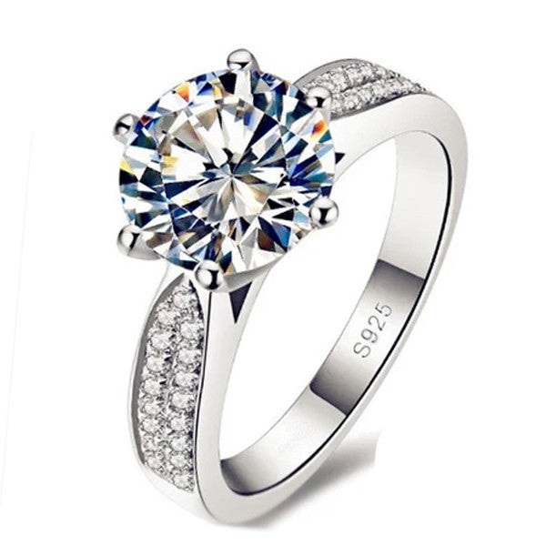 Lose Money Promotion 100% 925 Sterling Silver Rings Jewelry Luxury 8mm 2 Carat CZ Diamond Zircon Wedding Rings For Women YH012 - CelebritystyleFashion.com.au online clothing shop australia