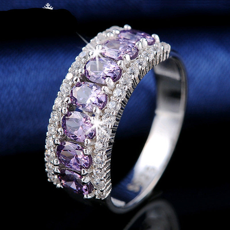 Luxury Ladies Wedding Ring Platinum Plated with AAA Purple Austrian Cubic Zircon Ring for Women Finger Ring DR43 - CelebritystyleFashion.com.au online clothing shop australia