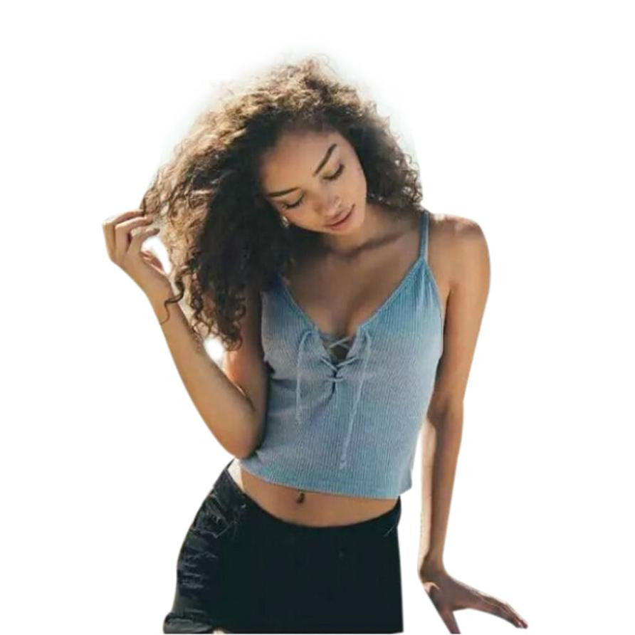 Slay women Harajuku front cross bandage strappy bustier crop top tank bralette brandy melville Camis Good-looking - CelebritystyleFashion.com.au online clothing shop australia