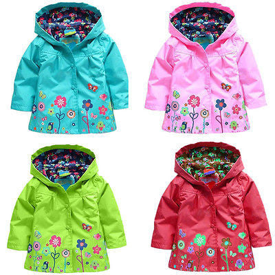 Kids Children Girls New Flowers Hooded Waterproof Windproof Raincoat coat Free Shipping - CelebritystyleFashion.com.au online clothing shop australia