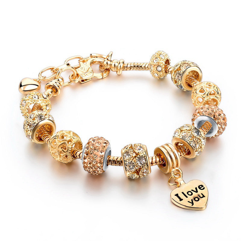 High Quality Heart Charm Bracelets For Women Snake Chain Gold Plated Bracelets & Bangles Fashion Jewelry SBR150074 - CelebritystyleFashion.com.au online clothing shop australia